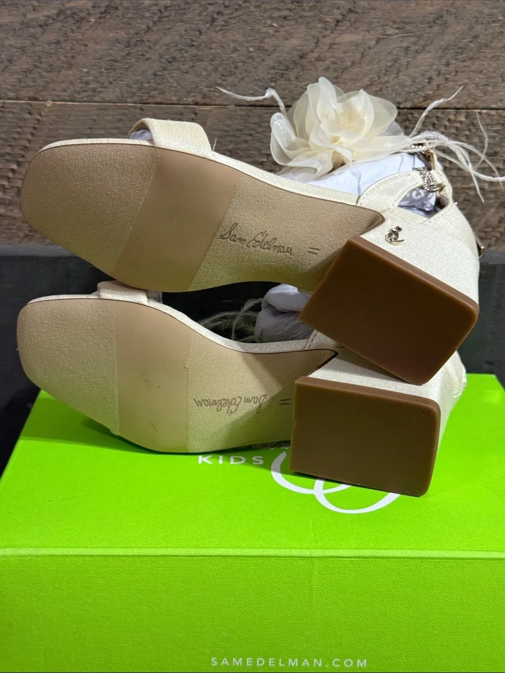Sam Edelman Kids Delaney Rosa Ivory Floral Heels Sandals Size 11 NIB